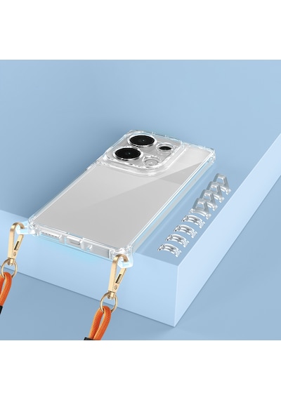 Xiaomi Redmi Note 13 Pro 4g Uyumlu Kılıf Airbagli Takılabilir Askı Aparatlı Tchs Snap Silikon Kapak- Şeffaf