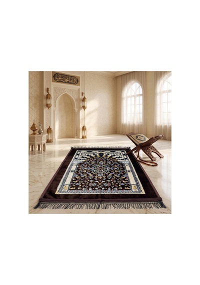 Peluş Seccade 80x120 Cm Desenli Lüks Namaz Seccadesi Çok Renkli-4