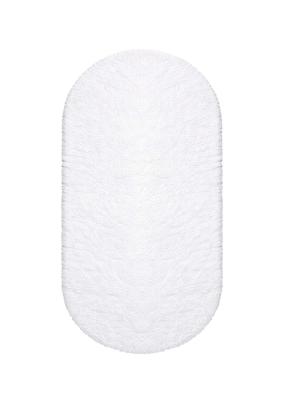 Vl Oval Comfort Overloksuz Beyaz Peluş Halı Beyaz Oval Overloksuz