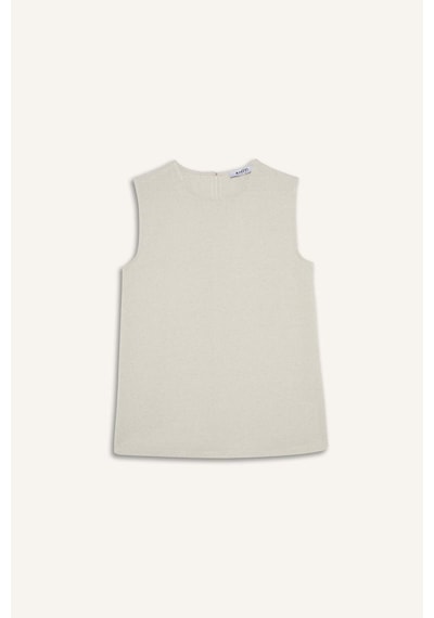 Defacto Regular Fit Bisiklet Yaka Basic Düz Keten Karışımlı Kolsuz Tunik D2953ax25smer42 Ekru