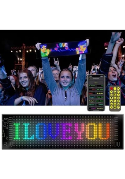 Matrix Led Panel Cama Yapışan Telefon Kontrollü Led Ekran 16 x 64 Genişlik Siyah