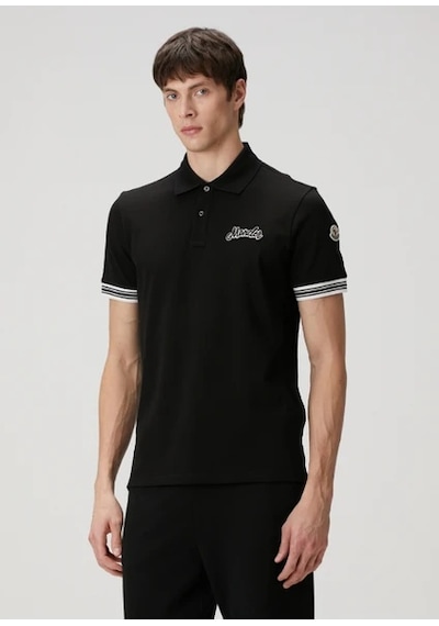 Moncler Siyah Polo Yaka T-shirt Siyah