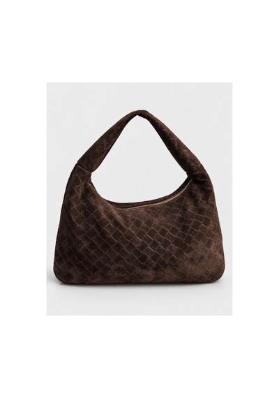 Nura Collection Kahve Kadın Hakiki Süet Örgü Dokulu Shopper Omuz Çantası Kahverengi - 936381748 Kahverengi