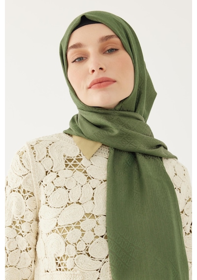 Mirsoy Scarf Halka Desen Parlak Jakar Şal - Yeşil Yeşil