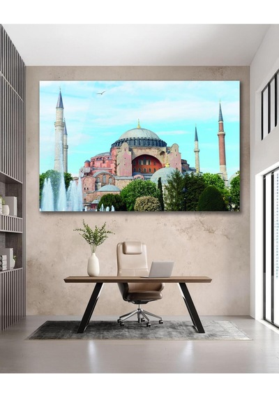 Ayasofya Camii Cam Tablo İslami Dini Modern Ev Ofis Salon Hediyelik Büyük Tablo Duvar Dekoru