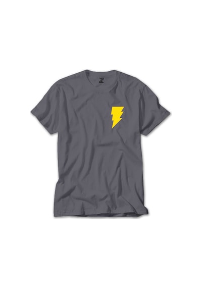 Black Adam Yellow Logo Gri Tişört Gri