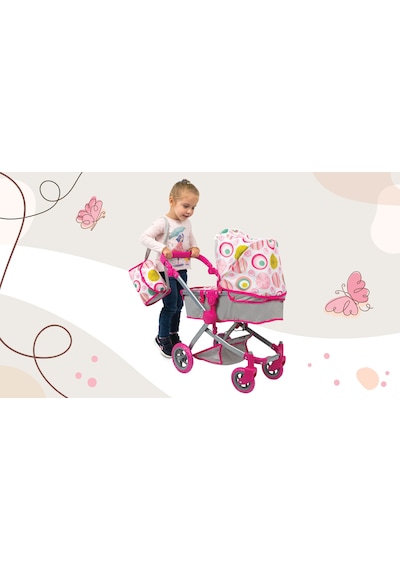 Nano Oyuncak Bebek Arabası Pink Rose
