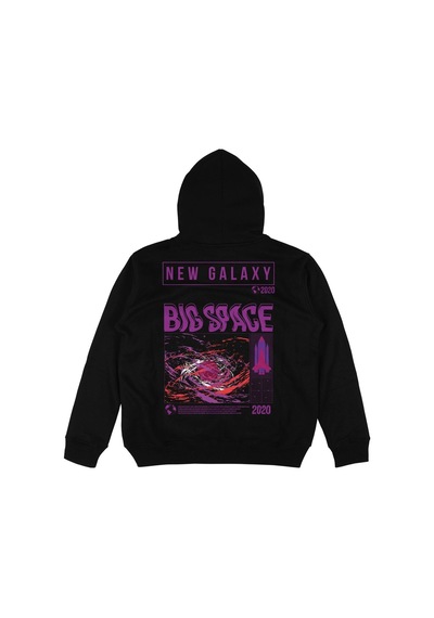 Startmore Adrift Big Space Siyah Oversize Unisex Kapüşonlu Sweatshirt Hoodie Siyah