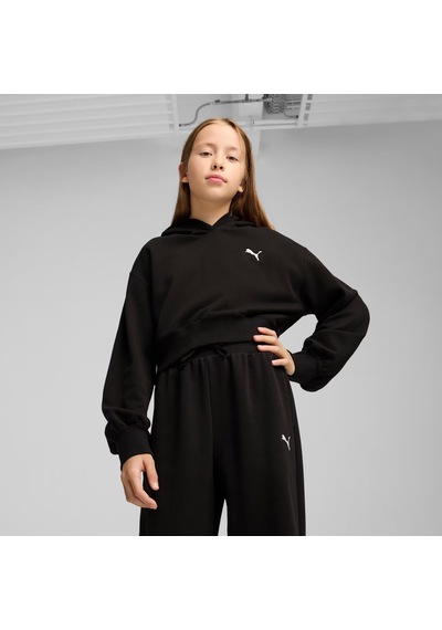 Puma Wardrobe Ess Genç Kısa Kesim Kapüşonlu Sweatshırt 629894 01 Siyah