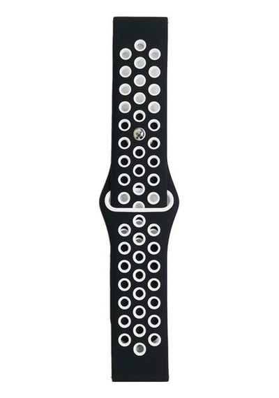 Watch 22mm Spor Delikli Kordon - Siyah-beyaz