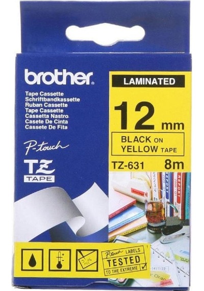Brother Aze-631 ,12mm Sarı Etiket