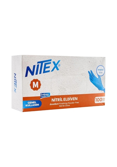 Nitex Nitril Medium Mavi Eldiven 100'lü 1 Paket