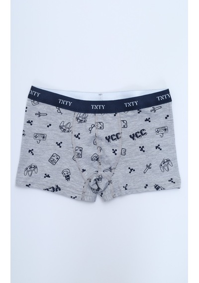 Toontoy Kids Toontoy Erkek Çocuk Baskılı Pamuklu Lastikli Boxer - 4'lü Paket Siyah