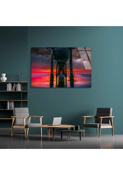 İskele Gün Batımı - Cam Tablo - Deg1299 110 X 70 Cm