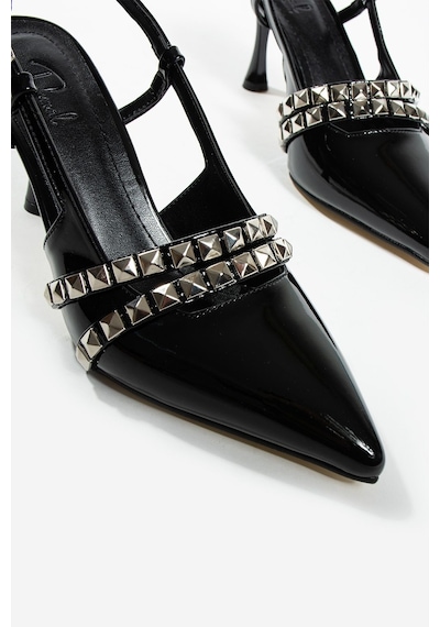 Duxal Shoes Davin Zımbalı Detay Bilek Bağlı Arkası Açık Kadın Klasik Topuklu Ayakkabı Siyah Duxal Shoes Davin Zımbalı Detay Bilek Bağlı Arkası Açık Kadın Klasik Topuklu Ayakkabı Siyah