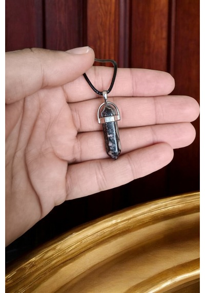 Benekli Obsidyen Doğal Taş Kolye Deri Ipli Kolye Hediyelik Eşya Sevgili Kolye Sevgiliye Özel Hediye Renkli Renkli