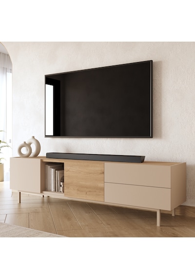 Robin Home Luka Tv Ünitesi Sehpası 2 Kapaklı 2 Geniş Çekmeceli Ahşap Ayaklı 180cm Kumsal-sepet Bej Robin Home Luka Tv Ünitesi Sehpası 2 Kapaklı 2 Geniş Çekmeceli Ahşap Ayaklı 180cm Kumsal-sepet Bej