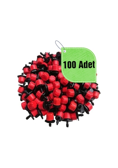 Kırmızı Debi Ayarlı Damlatıcı 0-70 Lt/h 100 Adet