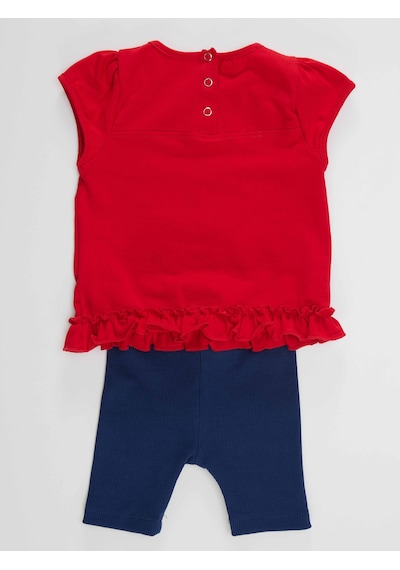 Denokids Kırmızı Tilki Kız Bebek Tunik Tayt Takım Renkli Çok Renkli