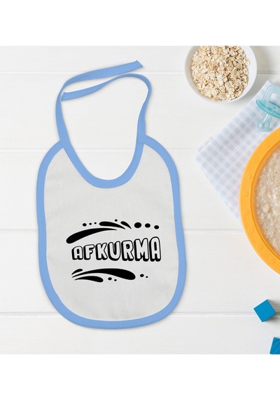 BK Kids Afkurma Tasarımlı Mavi Bebek Mama Önlüğü-1