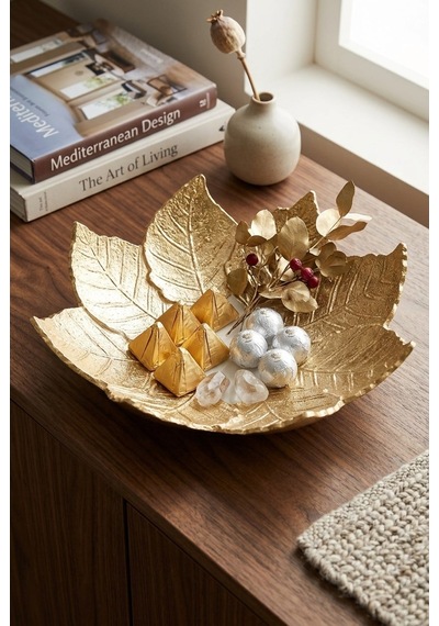 Krem Gold 8 Kollu Yaprak Tabak