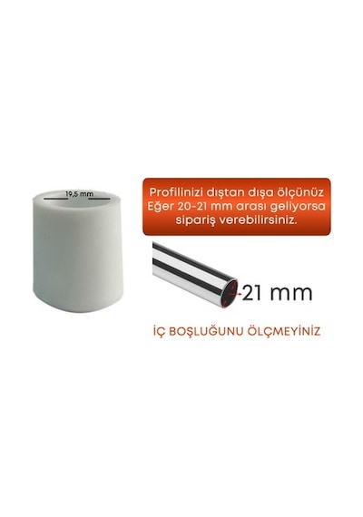 21 mm Beyaz Pvc Masa Sandalye Ayak Pabucu Sessiz Yumuşak 4 Adet
