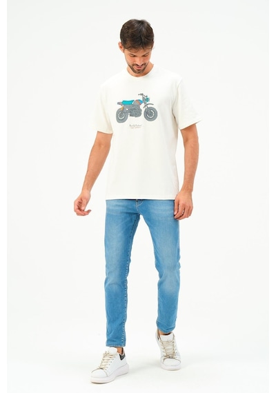 Rich Erkek Motorsiklet Baskılı Tshirt Basic Tişört Beyaz Rich Erkek Motorsiklet Baskılı Tshirt Basic Tişört Beyaz