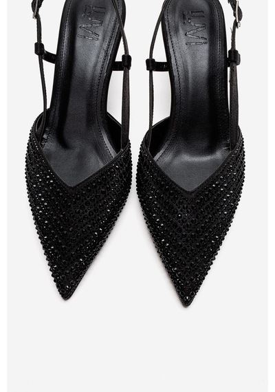Luvishoes Elodıe Siyah Siyah Taşlı Kadın İnce Topuklu Abiye Ayakkabı