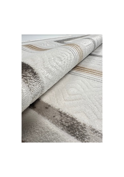 Merinos Vista Krem Kahverengi Çerçeveli %100 Akrilik Yumuşak Dokulu Salon Oturma Odası Halısı 76593-957
