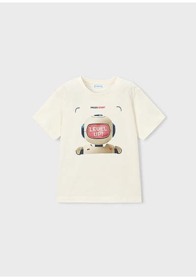 Mayoral Erkek Çocuk Robot T-shirt Krem - 03065