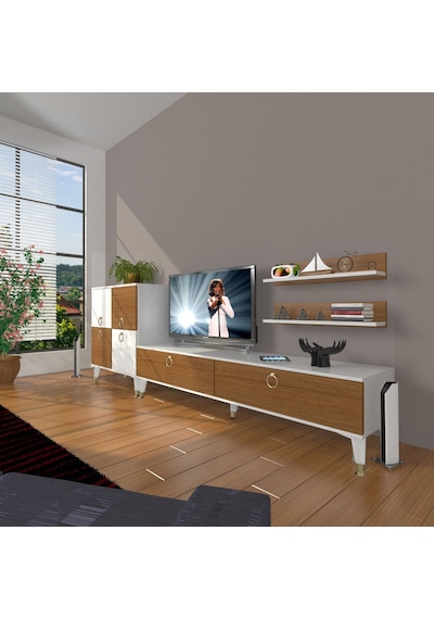 Decoraktiv Eko On Mdf Std Gold Tv Ünitesi Tv Sehpası Beyaz - Ceviz