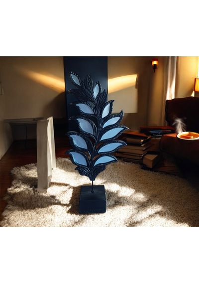18cm-35cm Kırılmaz Polyester,yaprak Desenli Aynalı Kaideli Biblo
