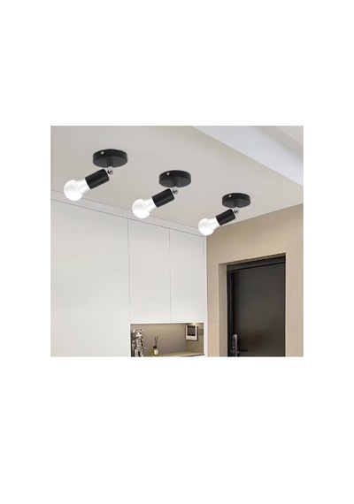 Riolight Modern Krom Mafsal Hareketli Başlık 1xe27 Duylu Siyah Metal Spot Tavan Armatür Avize Siyah