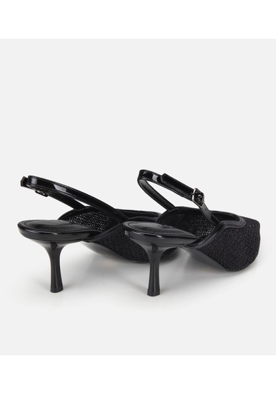 Hotiç Kadın Siyah File Detaylı Kısa Topuklu Stiletto 01ayh320800a100 01ayh320800a100