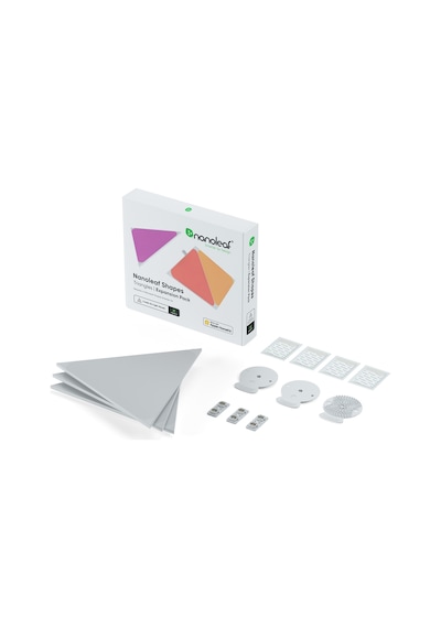 Nanoleaf Üçgen Akıllı Rgbw Duvar Paneli Genişletme Paketi App Kontrollü, 3 Parça, Beyaz, Google Home RGB