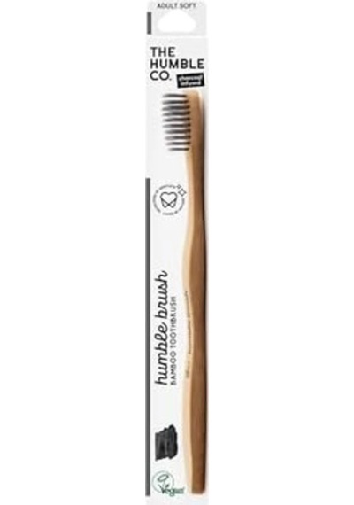 The Humble Co. Brush Yetişkin Bambu Diş Fırçası Soft Kömürlü Fırça Kılları 1 Paket Açık Ahşap