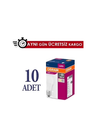 Osram Led Ampul 8,5W 10’Lu (Beyaz) (60W) E-27 Duy