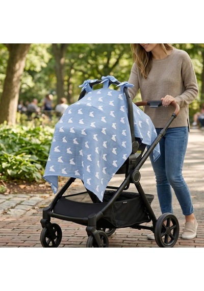 %100 Pamuk Müslin Puset Örtüsü - Mono Lapin Royal Blue Pstort-ryb-000std