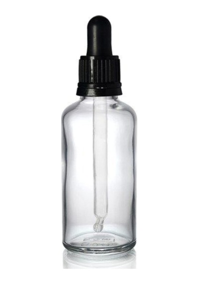 Güvenç Ambalaj Şeffaf Cam Şişe 100ml Metal Gri Kapak Cam Damlalıklı