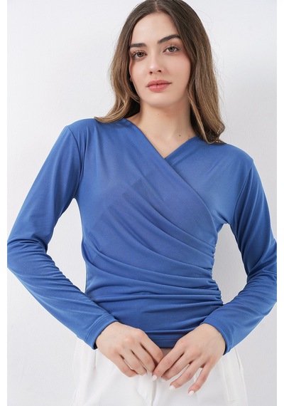 Bigdart 939 Anvelop Yaka Sandy Bluz - İndigo