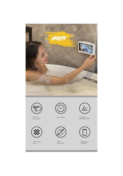 Banyo Duvar Telefon Tutucu Suya Dayanıklı Poşet Kılıf Döner Başlıklı Aparat