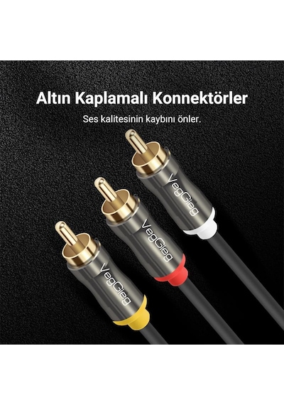 Veggieg 3 Rca To 3 Rca Ses Ve Görüntü Kablosu 5 Metre