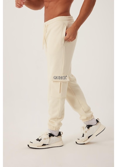 Quhox Erkek 3 İplik Jogger Eşofman Altı Ekru