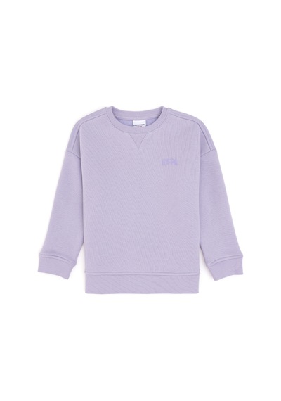 U.S. Polo Assn. Kız Çocuk Lila Şardonlu Bisiklet Yaka Basic Sweatshirt 50297451-VR034