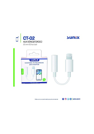 Sunix Ct-02 Lightning Aux Dönüştürücü