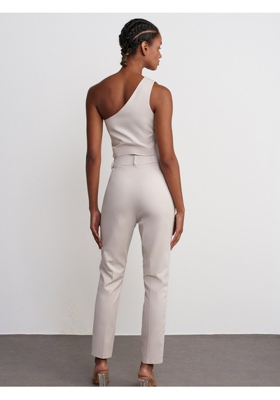 Dilvin Slim Fit Yüksek Bel Pantolon Taş