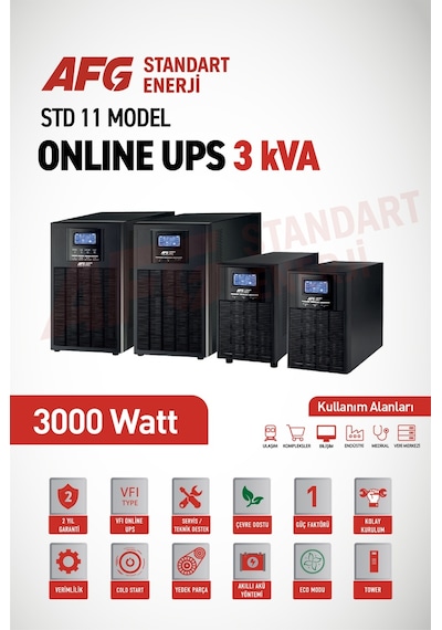 Standart Enerji Afg 3 Kva Online Ups - 2700w Kesintisiz Güç Kaynağı