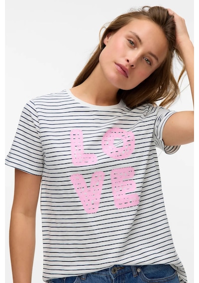 Vero Moda Kadın Vmsımone Kısa Kollu Pamuk T-shirt 10328170 Ekru Ekru