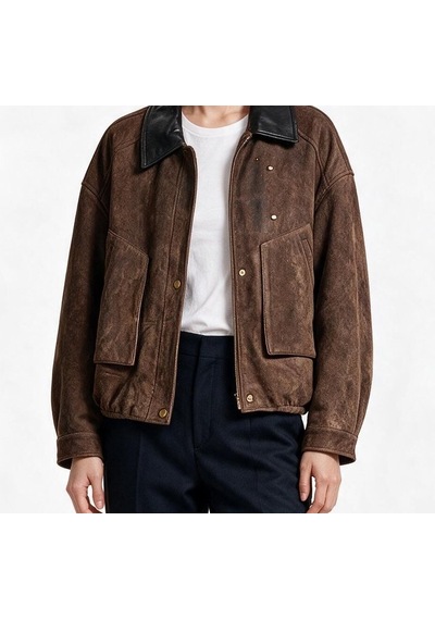 Marsel&leon Marsel Leon Kadın Oversize Süet Ceket Deri Yaka Detaylı Metal Tokalı Bomber Kahve Marsel&leon Marsel Leon Kadın Oversize Süet Ceket Deri Yaka Detaylı Metal Tokalı Bomber Kahve
