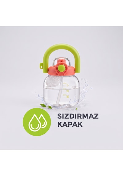 Büro Ev Ofis Hediyesi İçin 600ml Sızıdrmaz Kapaklı Sporcu Matarası Gri